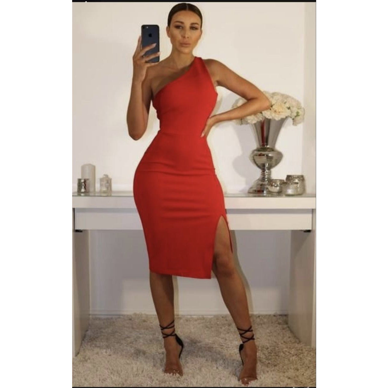 One Hand Off Shoulder Bodycon Dress