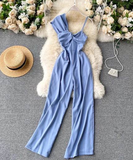 asymmetrical off-the-shoulder twisted jumpsuit
