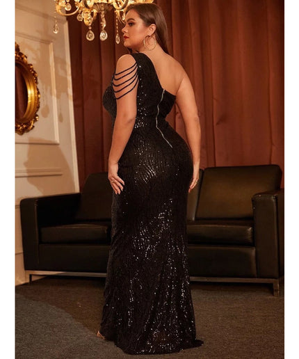 One Shoulder Beads Floor-Length Dress