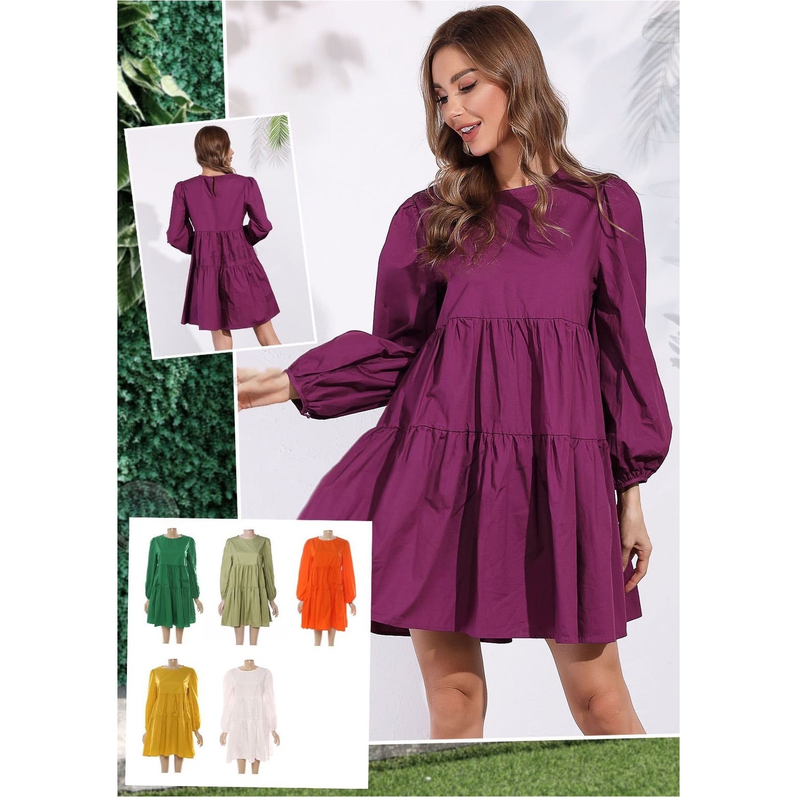 Round Neck Midi Bubble Dress