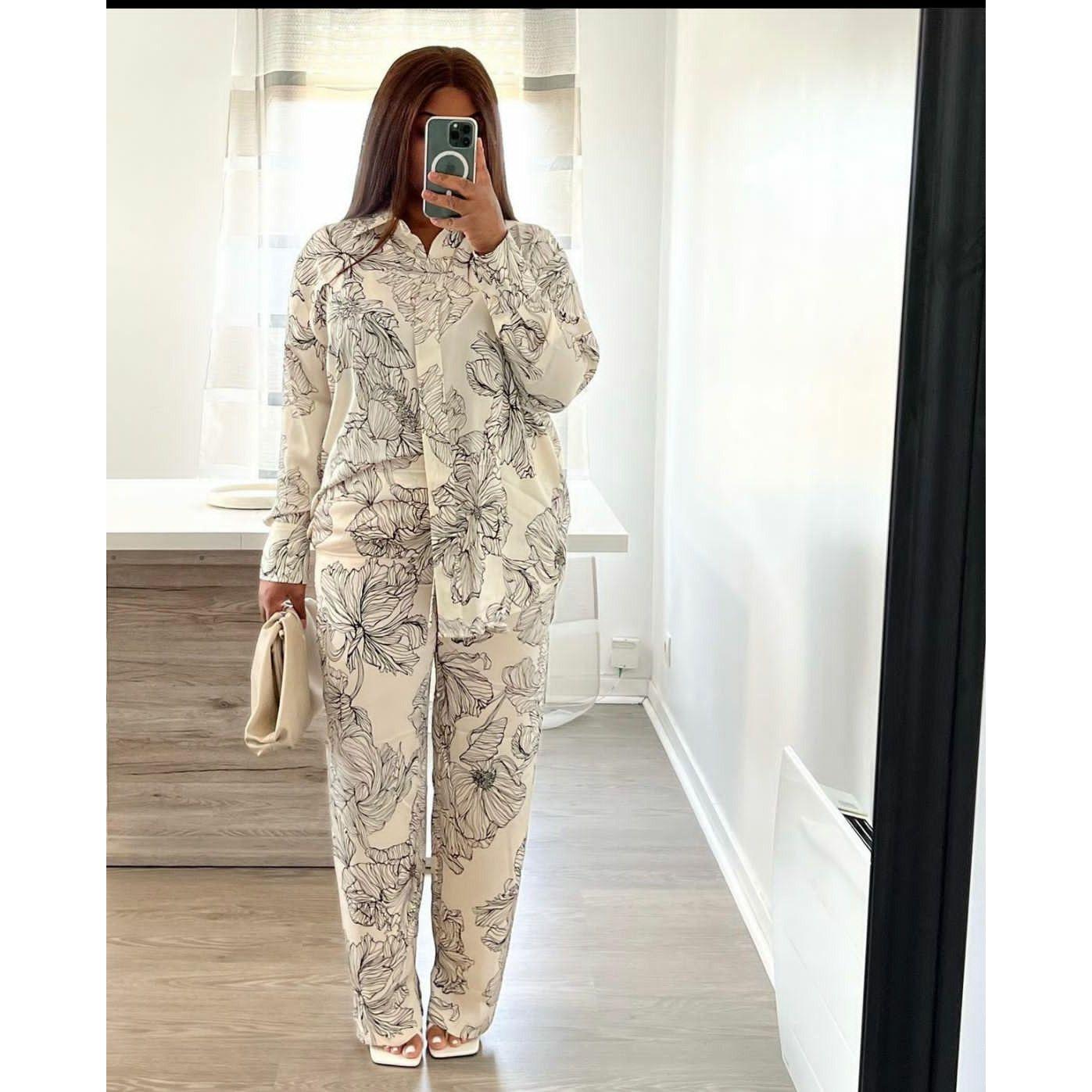 Floral Print Pants and Shirt Set