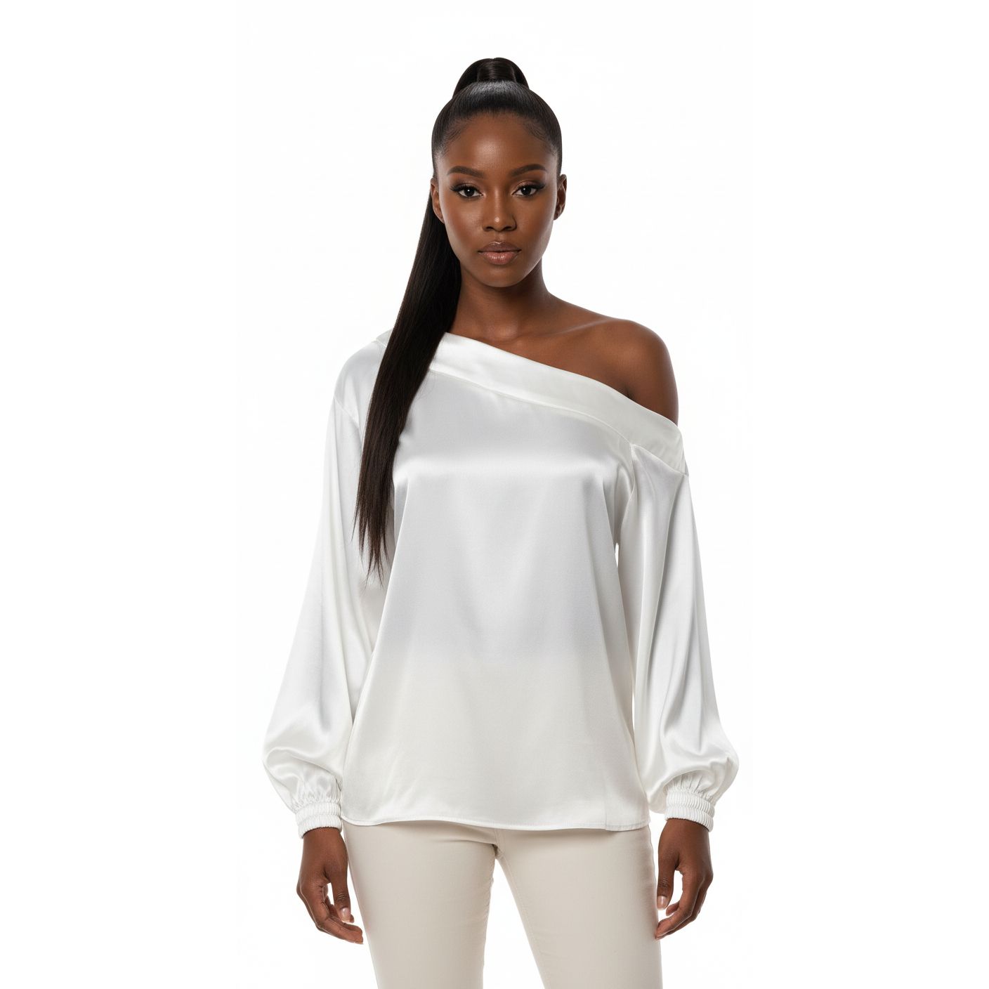 Off Shoulder Satin Blouse