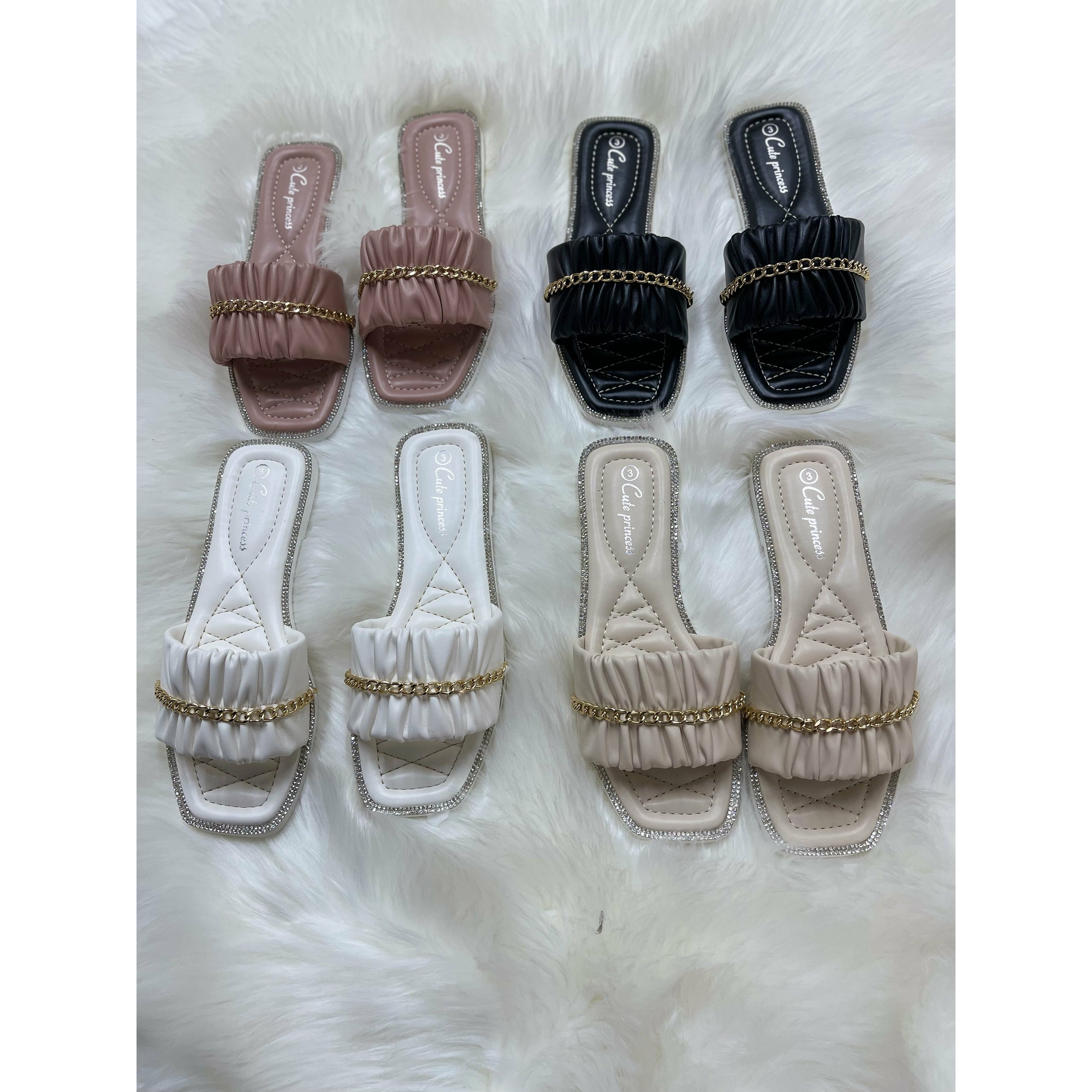 Fashion Mid-Heel Wrinkled Ladies Sandals