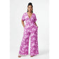 V-Neck Wide Leg Overall Jumpsuit