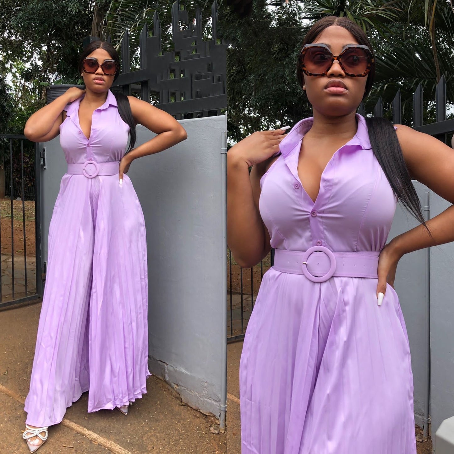 Pleated Sleeveless Vintage Jumpsuit