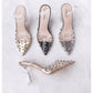 Transparent PVC Sandal Women Pointed Clear Crystal High Heel.