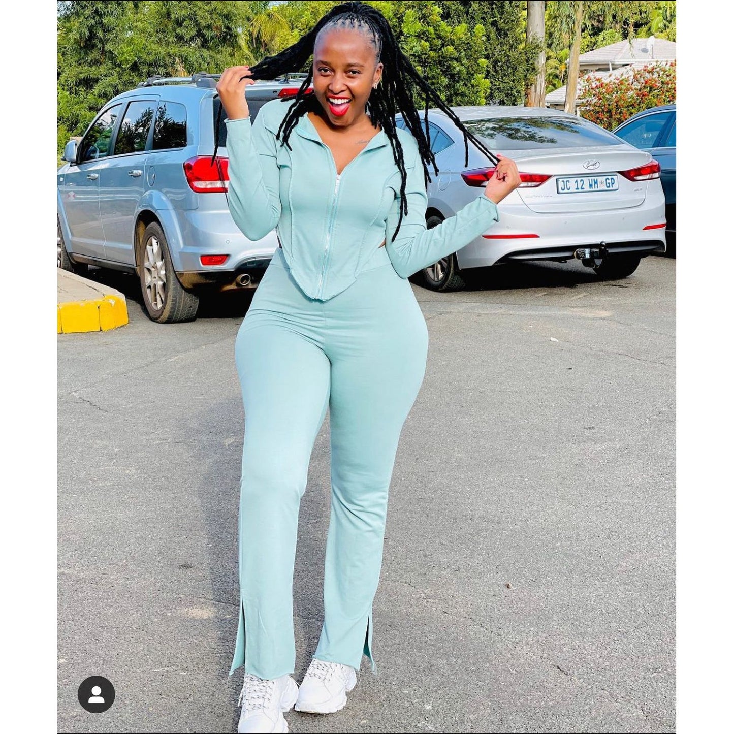 Cropped Zip Jacket + Boot-Cut Sweatpants Set.