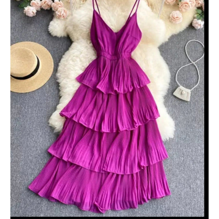 Solid Ruffle Cami Beach Dress