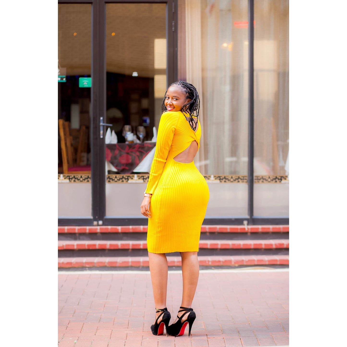 Sweater Long Sleeve Backless Dress