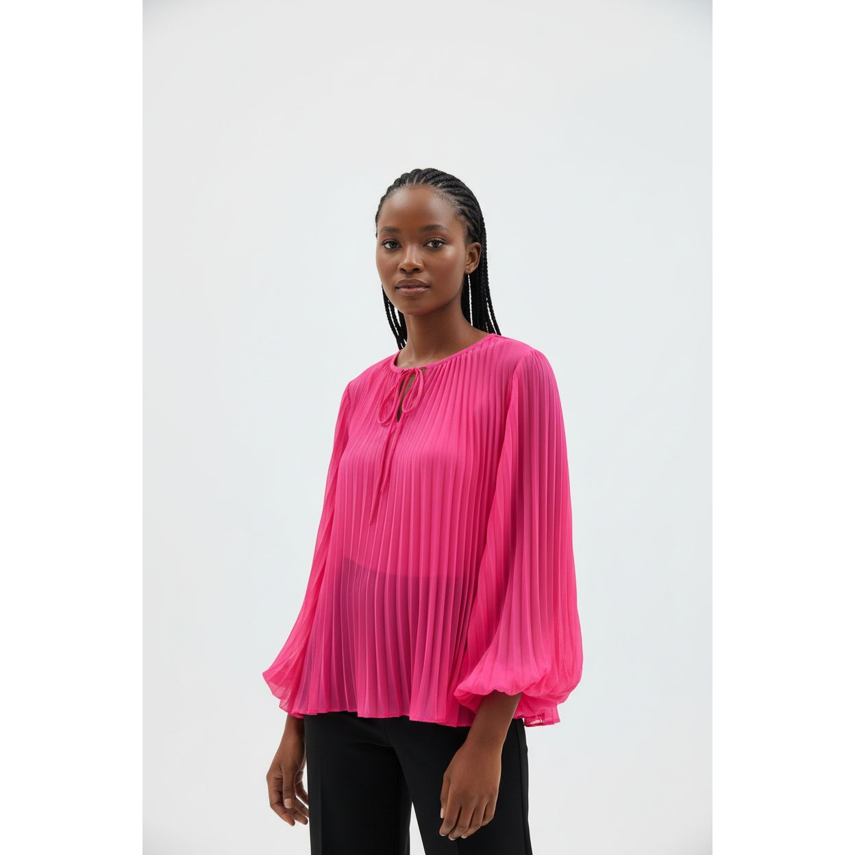 Pleated Long Sleeve Blouse