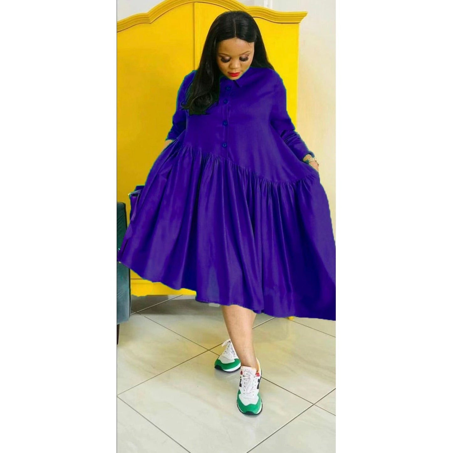 Button Detailed Vintage Dress