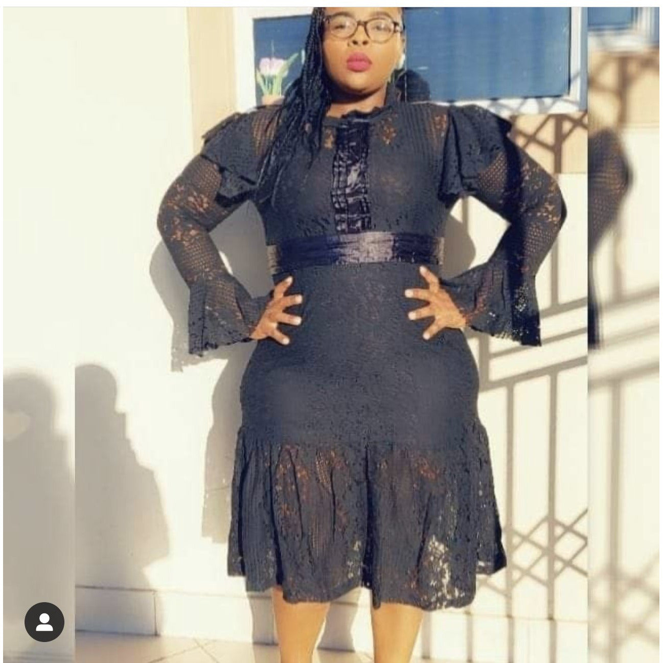 Round Neck Long Sleeve Ruffles Dress.