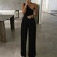 Wide Leg Pants and one Hand Bodysuit Set