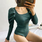 Knitted Puffy Shoulder Seater Bodysuit