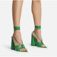 Point Toe Lace-up Chunky Heel