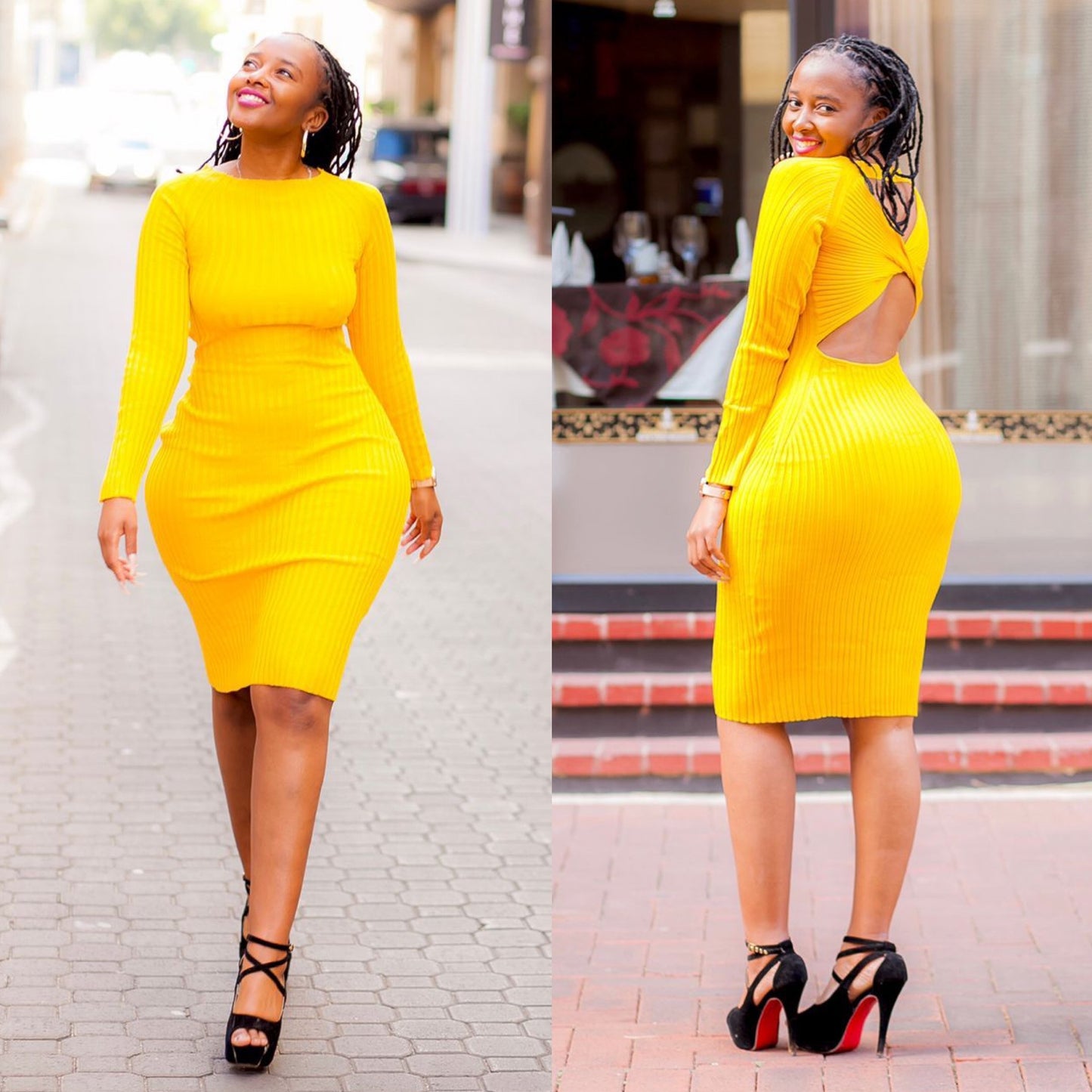 Sweater Long Sleeve Backless Dress