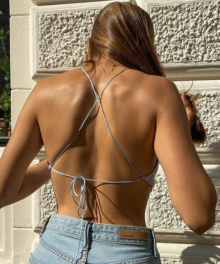 Chic Fashion Straps Sexy Backless Crop Top