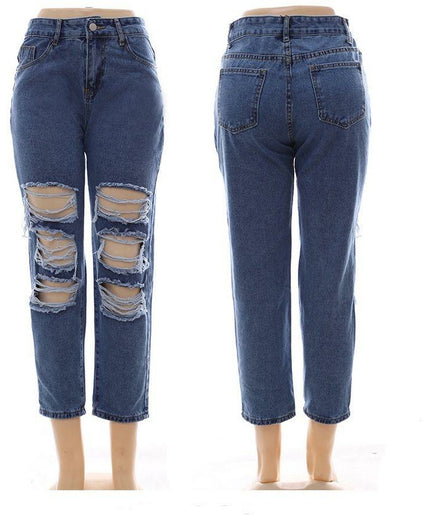 High Waisted Ripped Mommy Jeans