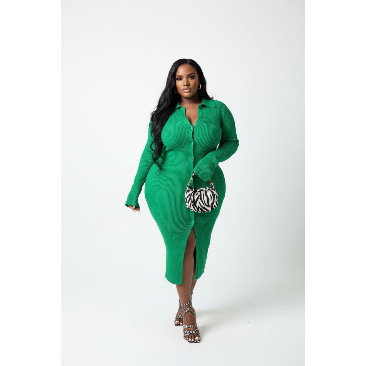 Button Detail Sweater Dress