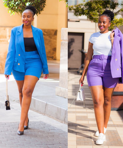 ladies short and blazer set