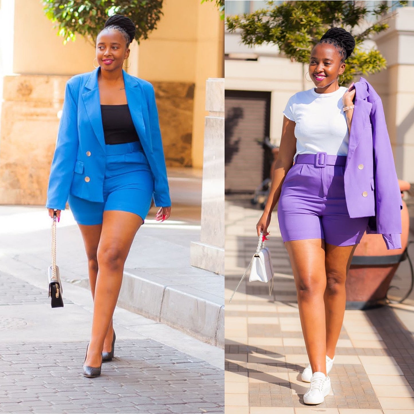 ladies short and blazer set