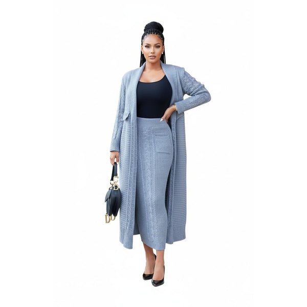 Knitted Sweater Skirt & Long Cardigan Set – YELLOW SUB TRADING