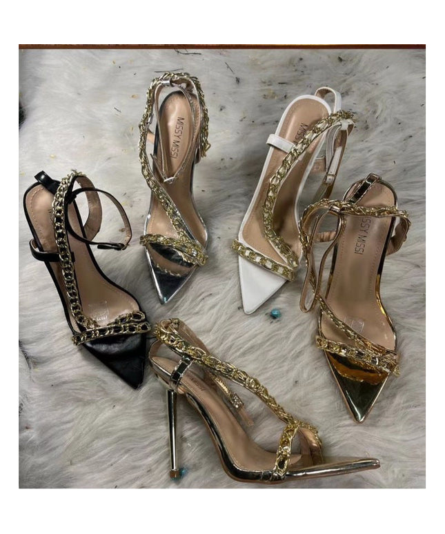Chain Detailed Pointed Toe Heel