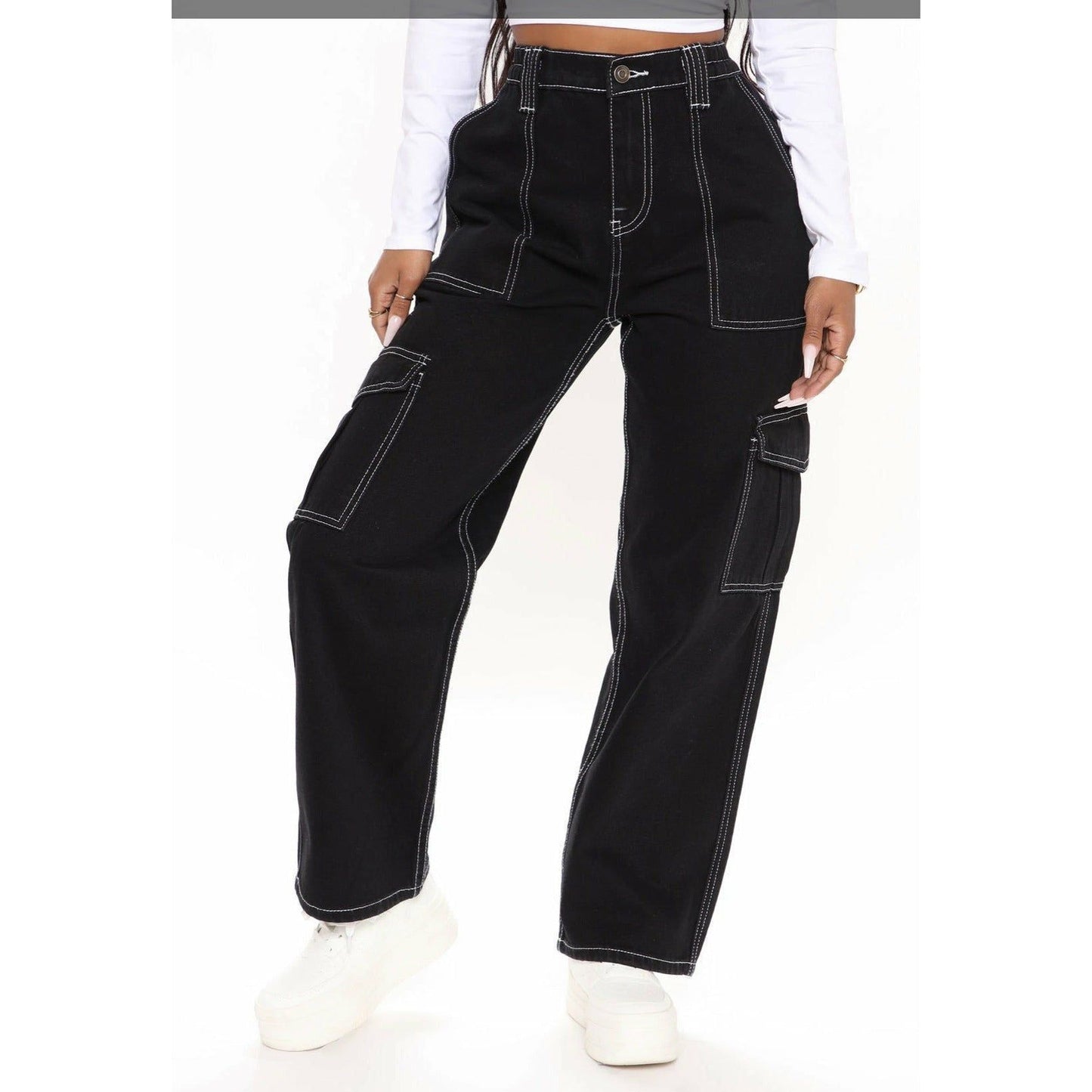 Low Rise Pocket Straight Leg Trousers Streetwear