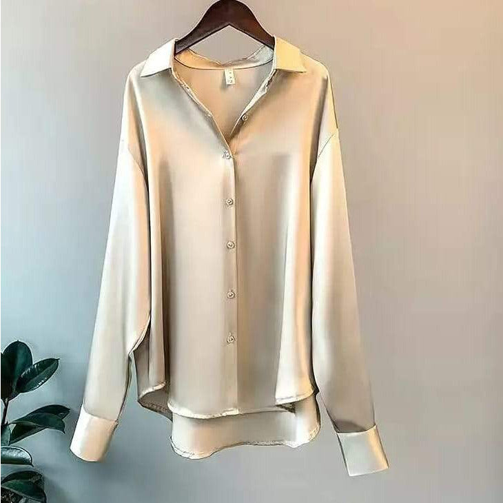 Silk Long-sleeve Vintage  Shirt Blouse