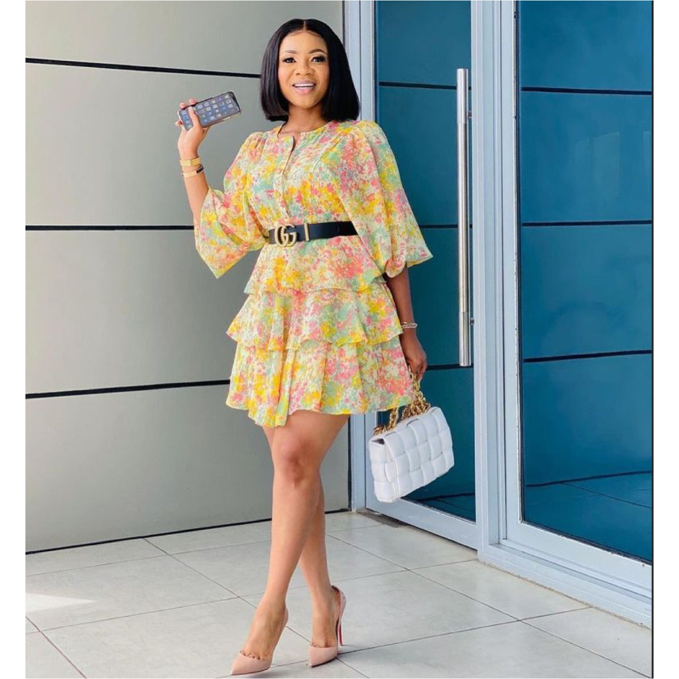 Floral Vintage Layered Mini Dress