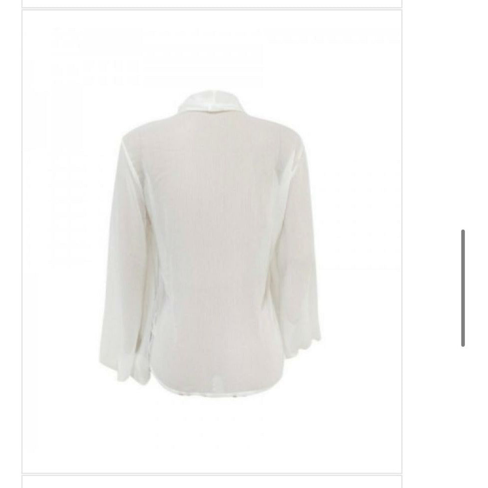 Sexy Lantern Sleeve See-through Chiffon Blouse