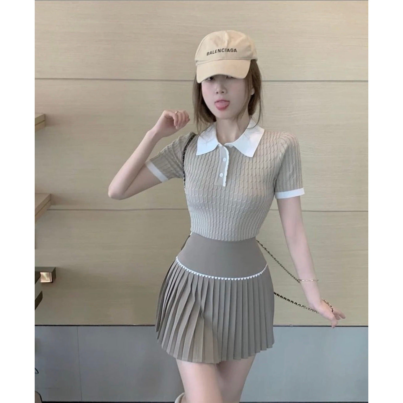 Knitted Top & Mini Skirt Set