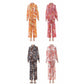 Print Turn-down Collar Blouse And Long Pants Outfits Set