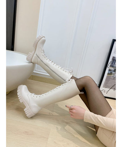 Lace-Up Chunk Heel Platform Boots