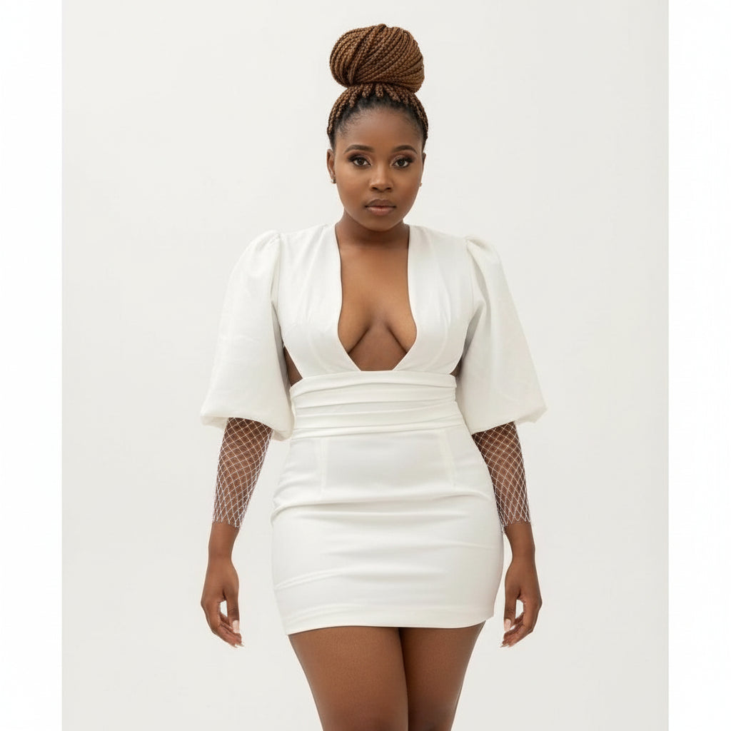 Deep V-Nech Mini Dresses