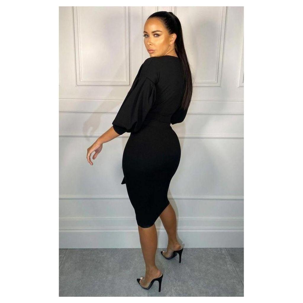 Deep V-Neck Cold Shoulder Bodycon Dress