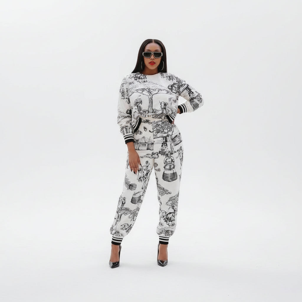 Abstract Print Twin Set