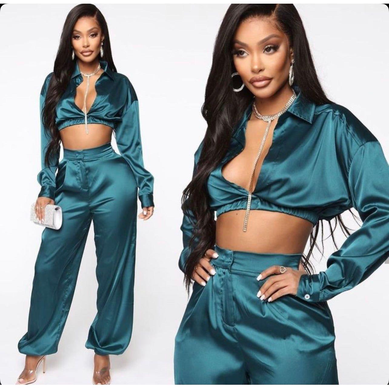 High five Satiny Jogger & Crop Top Se