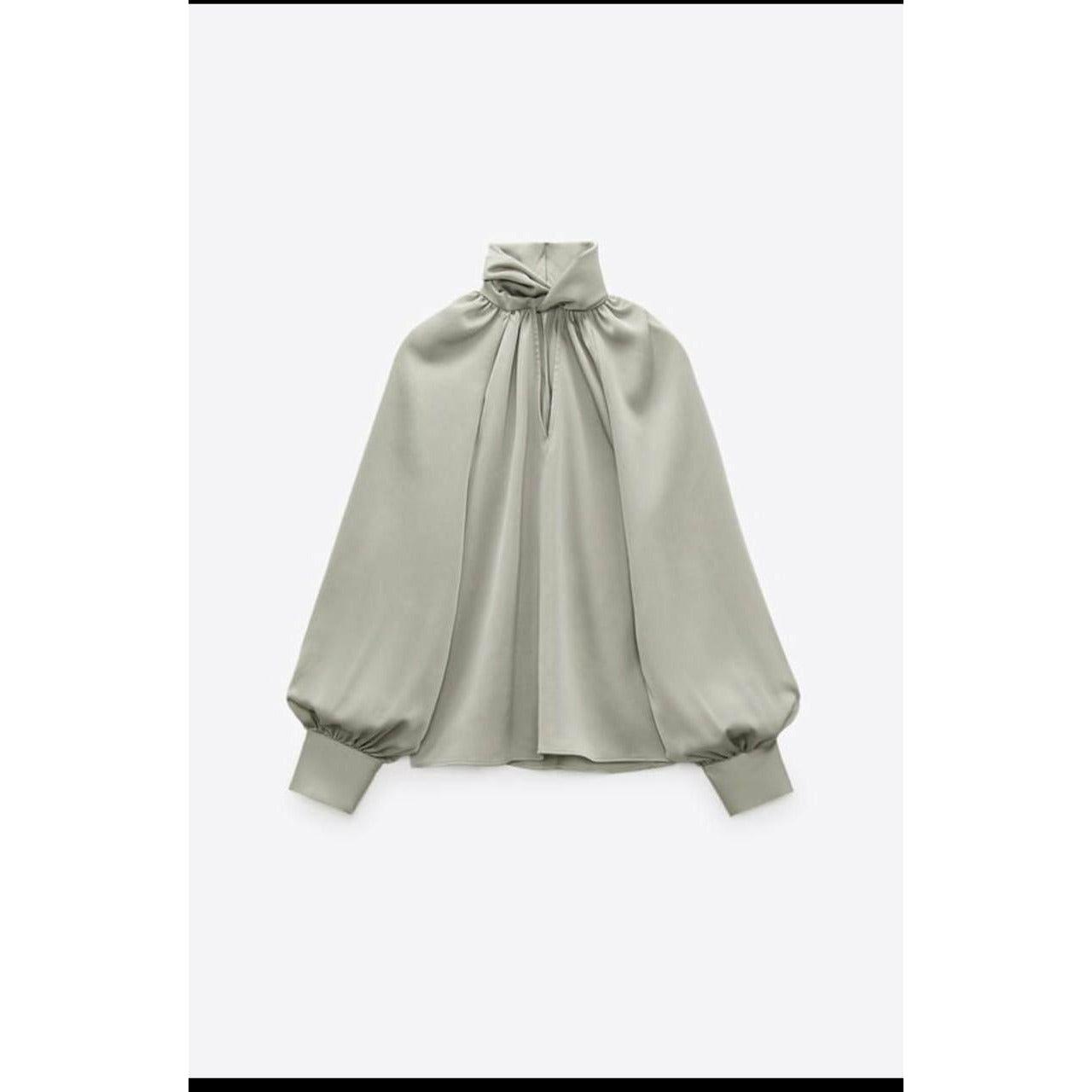 Long Sleeve Satin Blouse