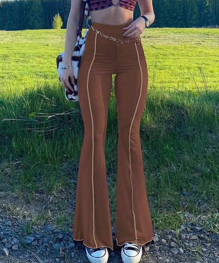 Vintage High Waist Flared Casual Pants