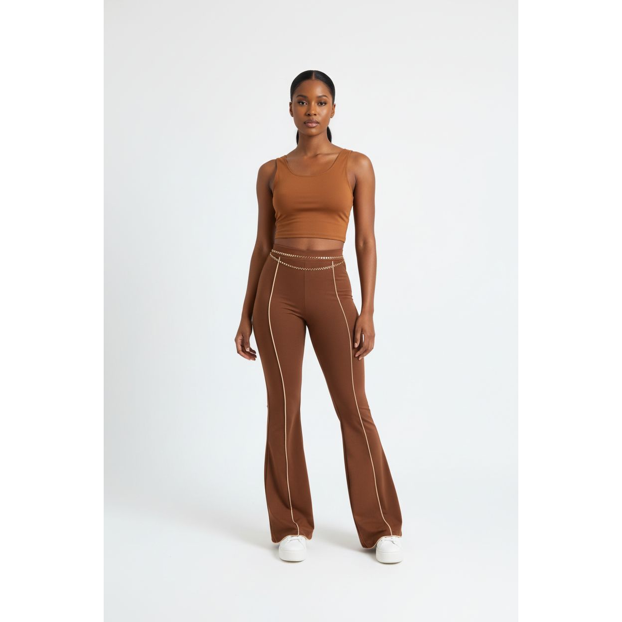 Vintage High Waist Flared Casual Pants