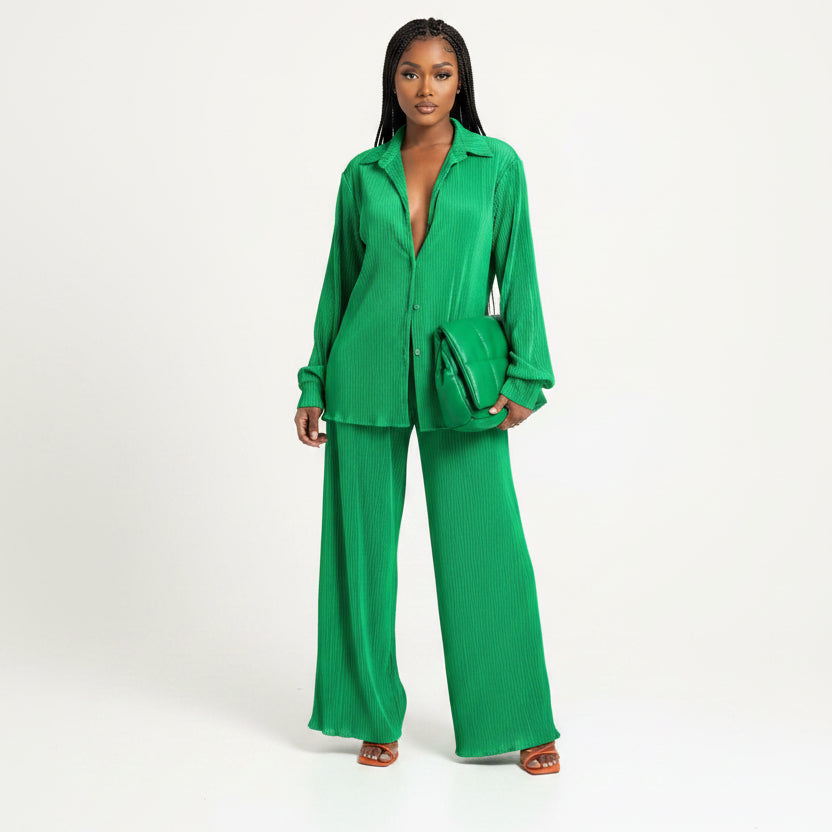 Pleated Shirt & Trousers Two Piece Sets
