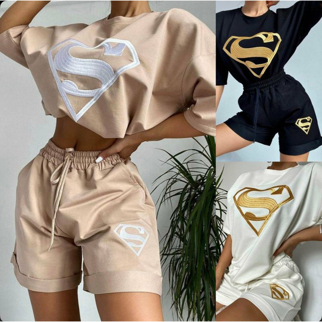 Letter embroidery T-shirt Shorts Tracksuits Sets