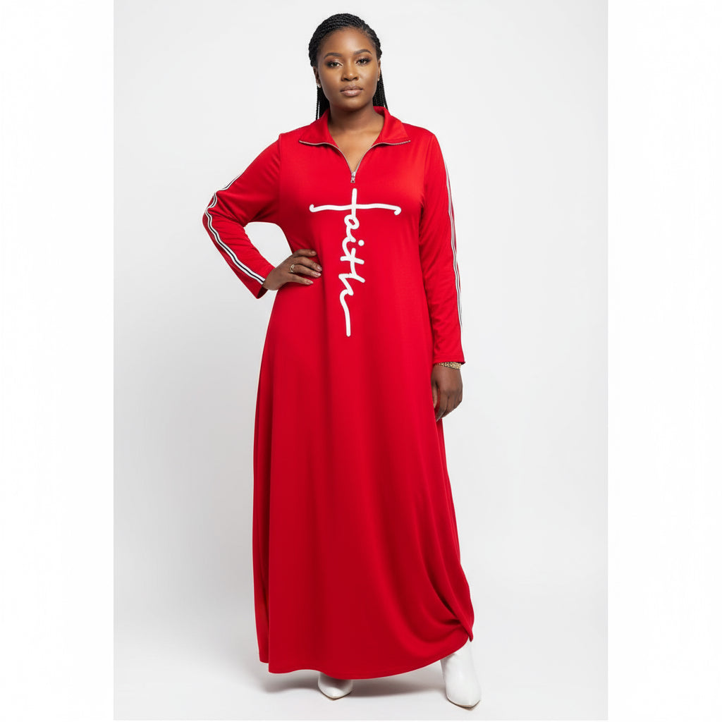 Print Long Sleeve Loose Long Dress