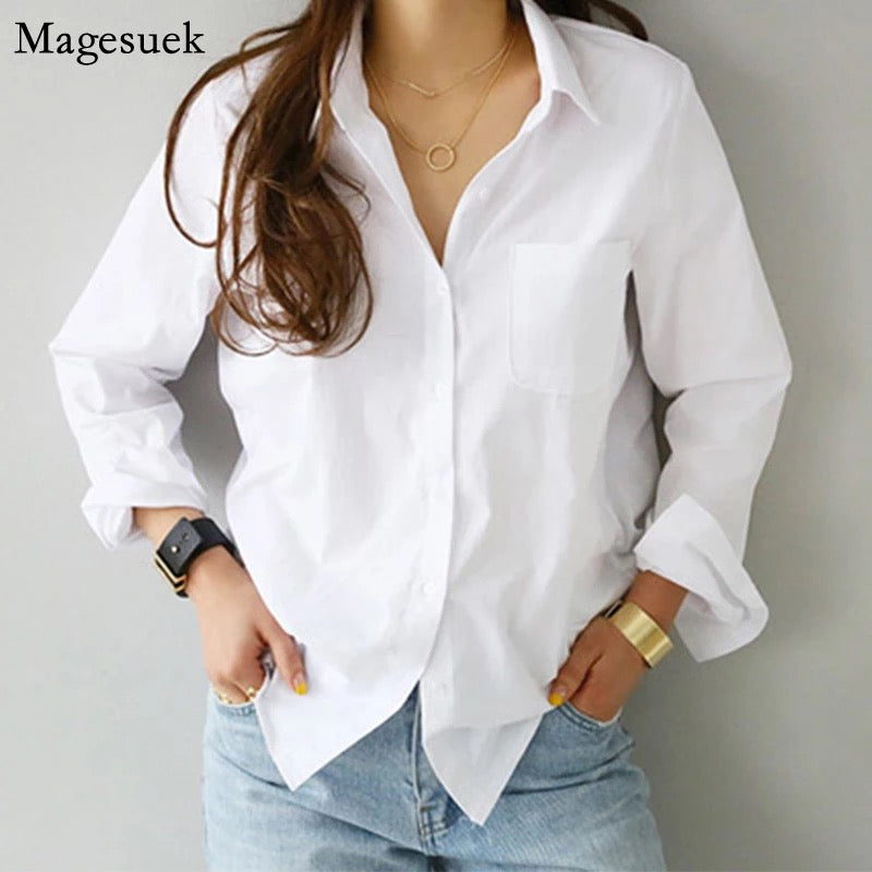 Long Sleeve Cotton White Shirt