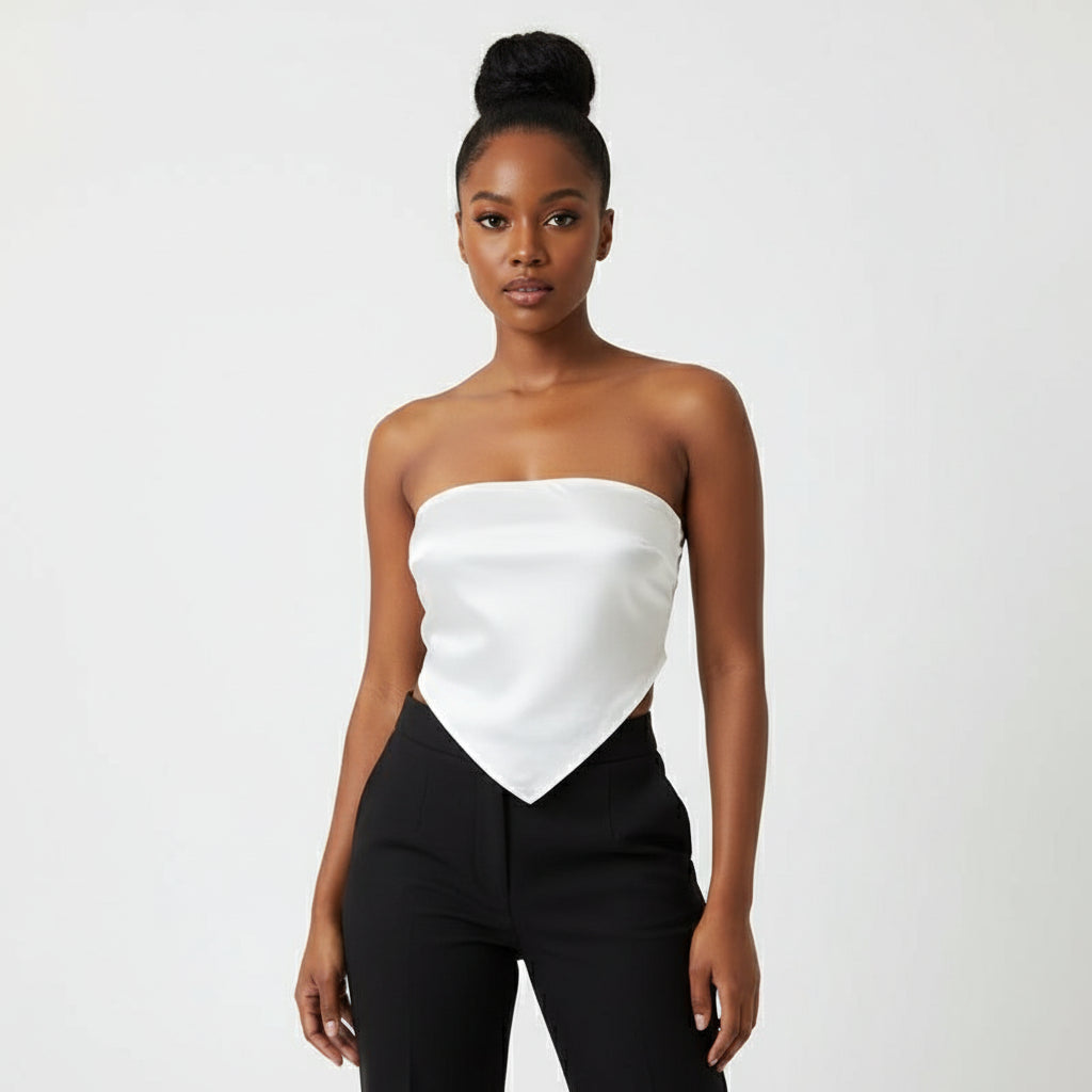 Summer Strapless Scarf Crop Top