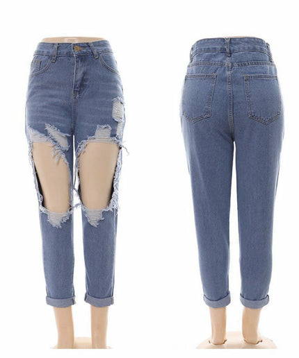 High Waisted Cut out Ripped Jeans