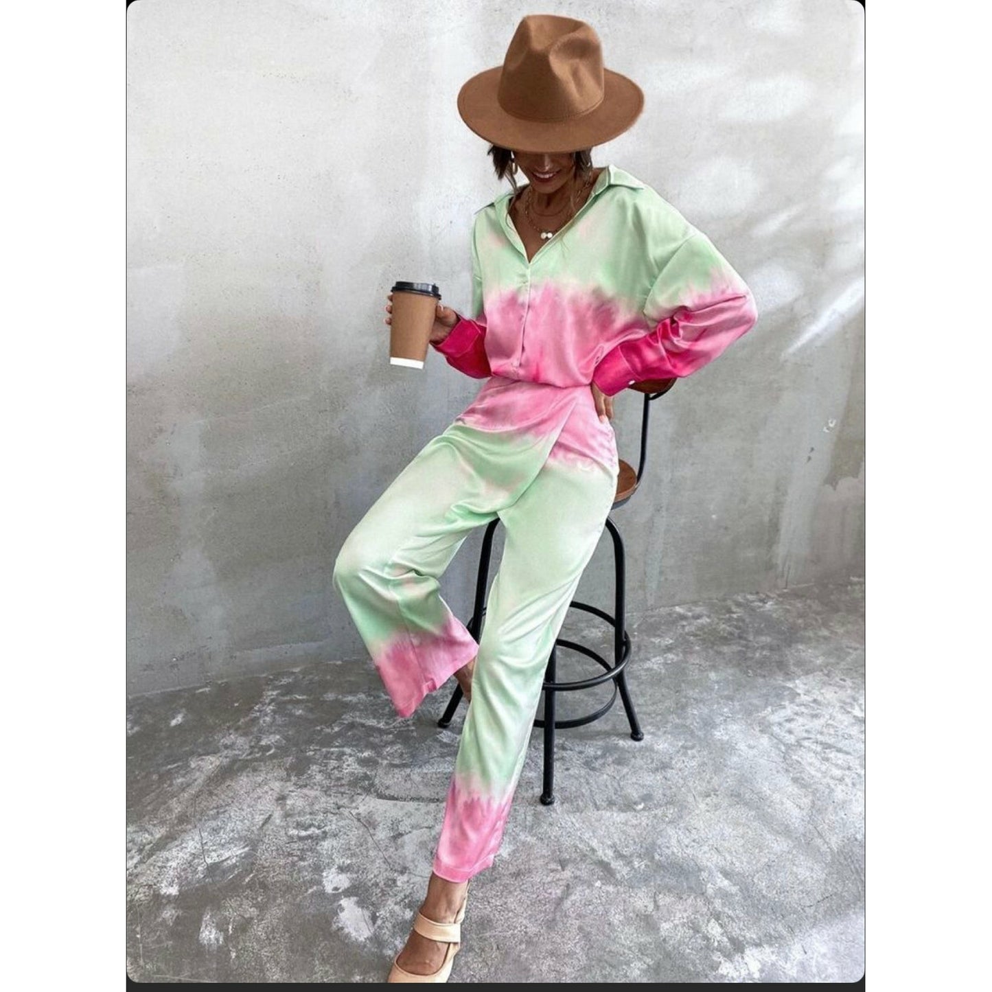 Loose Gradient Printing Twin Set