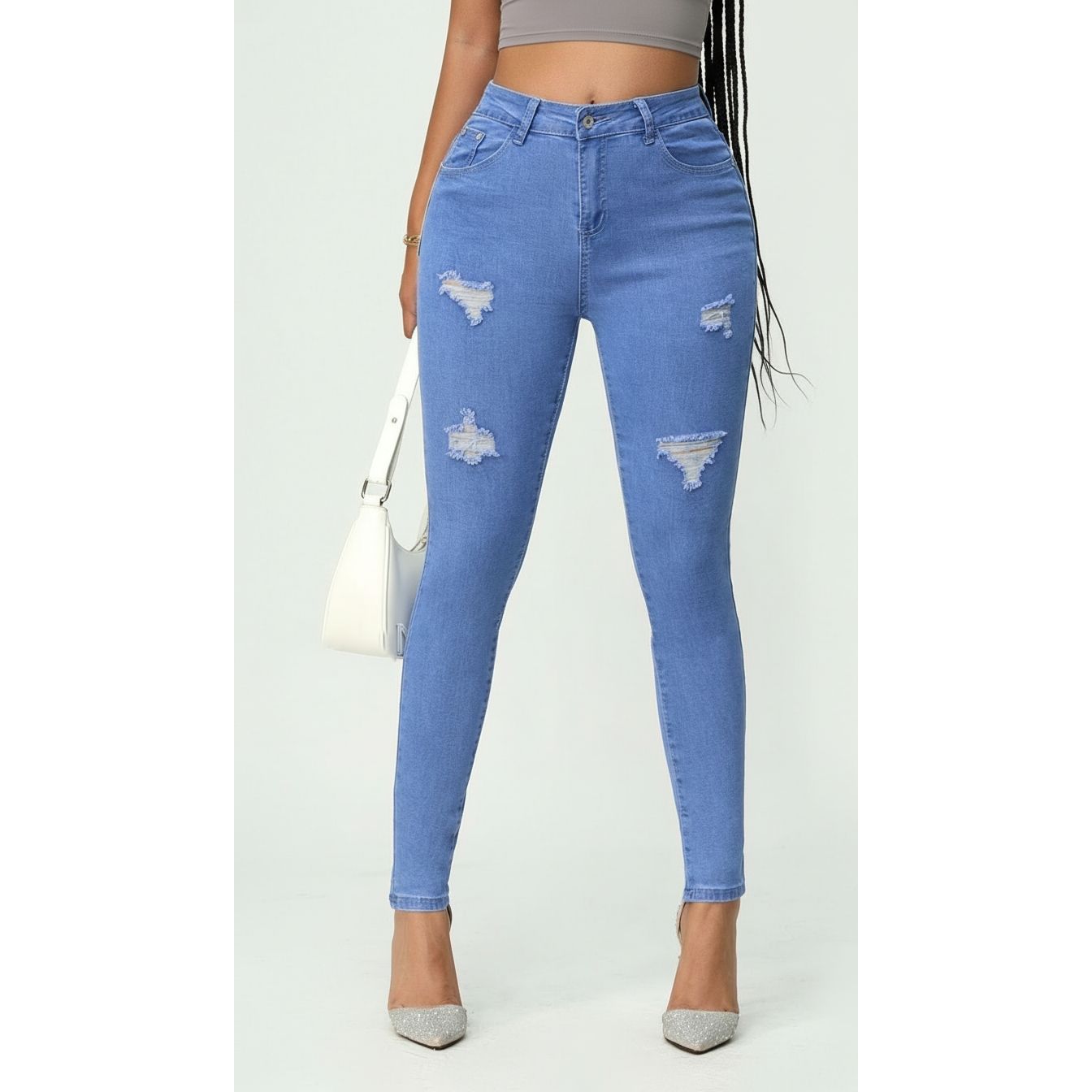 Distressed High Waisted Skinny Jeans