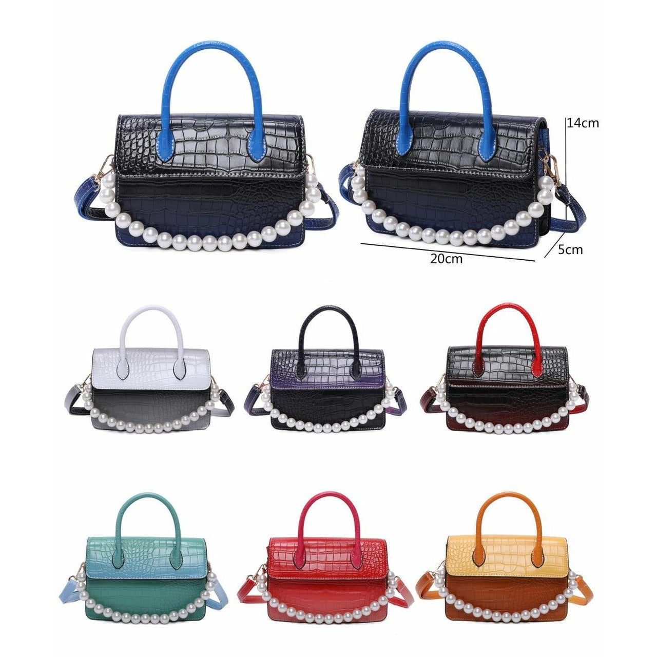 Pearl Chain Crossbody Small Square Bag